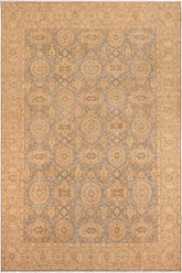 handmade Transitional Kafkaz Blue Tan Hand Knotted RECTANGLE 100% WOOL area rug 10 x 14